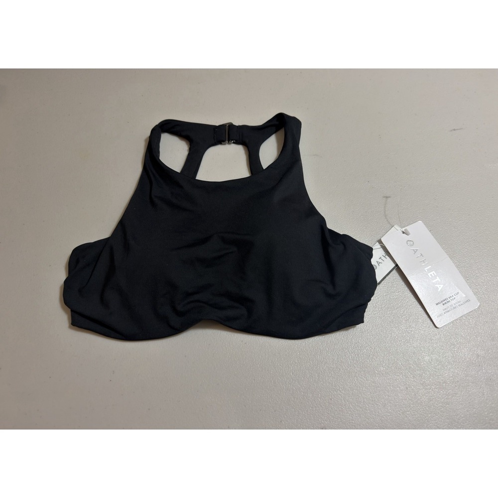 NWT $64 Athleta Size 34 B/C Black Maldives High Neck Bikini Top